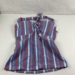 Jessica Simpson Tankini Top Women's Size Small Blue Miami Striped‎ Nylon 6209